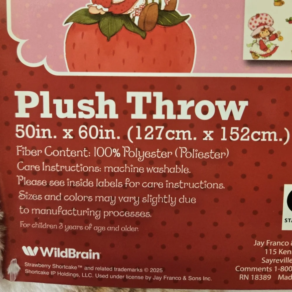 Strawberry Shortcake Christmas Plush Throw Blanket